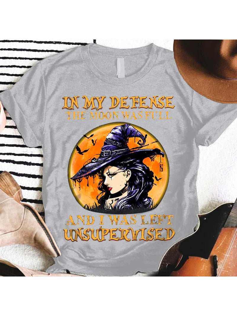 Witch Hat Letters Printed Casual Short-sleeved Fashion T-shirt