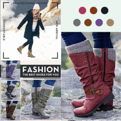 ⏰ Promotion 50% OFF - Women’s Leather Flat Heel Mid-Calf Zipper Boots