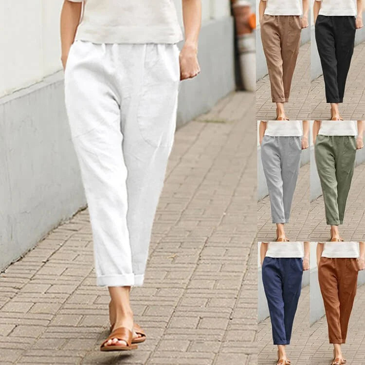 💥Linen-cotton women's large size loose pants